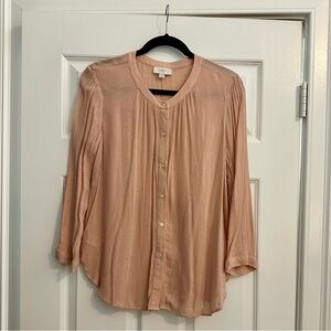 Ann Taylor LOFT Outlet Light Pink Gold-Shimmer Blouse